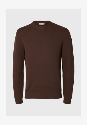 Selected, SLHDANE LS KNIT STRUCTURE CREW NECK NOOS - Strickpullover - bracken