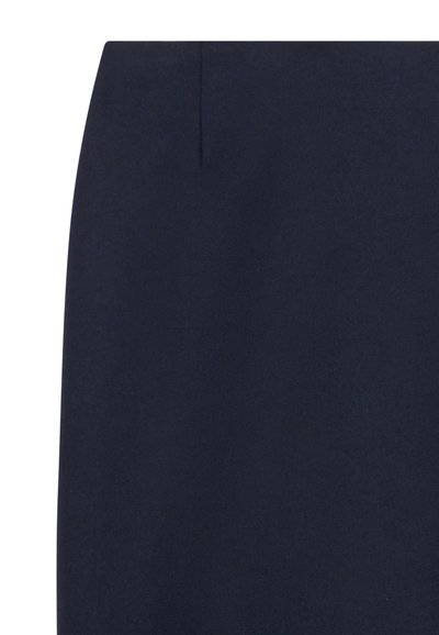 Gonna a matita blu navy con un piccolo e discreto dettaglio a cucitura verticale vicino alla vita.