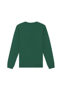 Groene crewneck sweatshirt van zachte stof. Heeft lange mouwen, ribgebreide manchetten en onderrand, en een eenvoudig, ongecompliceerd ontwerp.