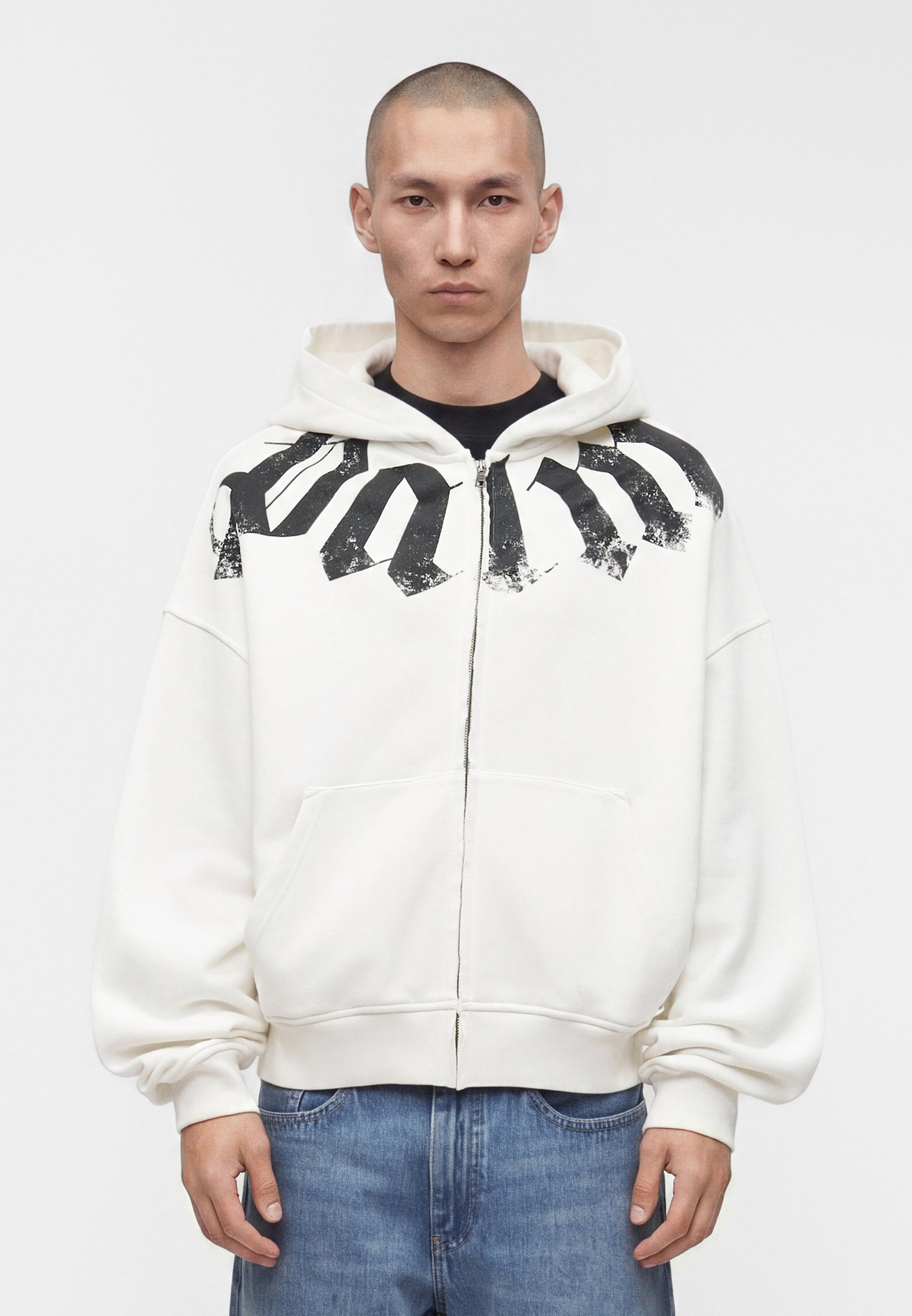 Diesel ZIP HOOD - Zip-up sweatshirt - white - Zalando.co.uk