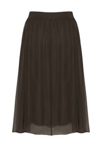 Gonna marrone trasparente con vita elasticizzata, design fluente e aspetto a strati con una texture morbida.