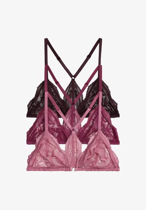 THE SET, REGULAR FIT - 3 PACK LACE TRIANGLE BRA - Triangel BH - pink plum