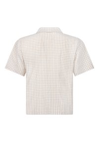Korte mouwen shirt in een beige en witte ruitprint, met een klassieke kraag en een relaxte pasvorm met een gladde textuur.