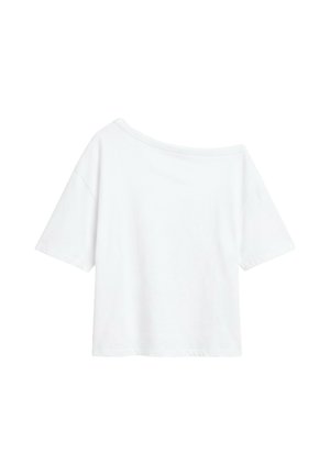 PULL&BEAR, ASYMMETRIC SHORT SLEEVE - T-SHIRT - T-shirt imprimé - white