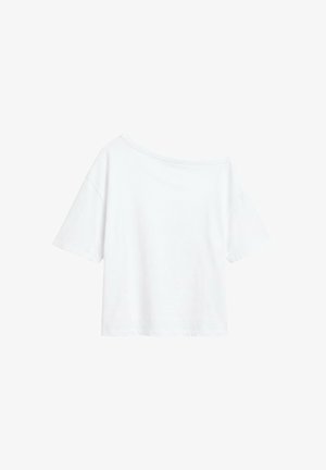 PULL&BEAR, ASYMMETRIC SHORT SLEEVE - T-SHIRT - T-shirt imprimé - white