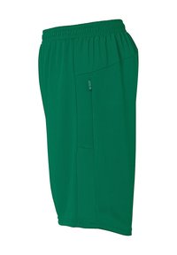 Groene sportshorts met een elastische tailleband, zijzak en structuurpaneelontwerp. Gemaakt van lichtgewicht, ademend materiaal.