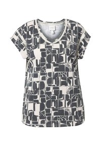 CAP SLEEVE V-NECK ABSTRACT - Camiseta estampada - black