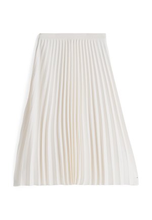Jupe midi plissée en ivoire, réalisée dans un tissu léger. Présente des plis verticaux, une taille lisse et une silhouette fluide.