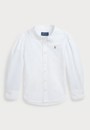 RUFFLED COTTON OXFORD SHIRT - Bluza z gumbi - white