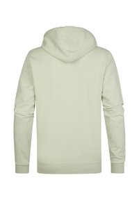 Lichtgroene hoodie met een capuchon, lange mouwen, ribbelmanchetten en een zoom. Gemaakt van zachte, gladde stof met een effen textuur.