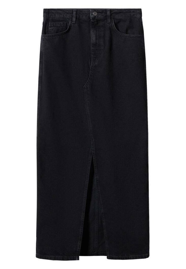 Mango Falda larga black denim/denim negro (Segunda mano