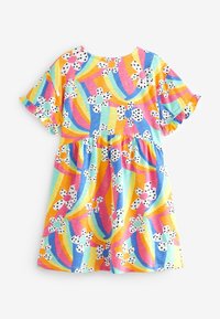 Next SHORT SLEEVE  REGULAR FIT - Džersio suknelė - pink blue green rainbow flower print
