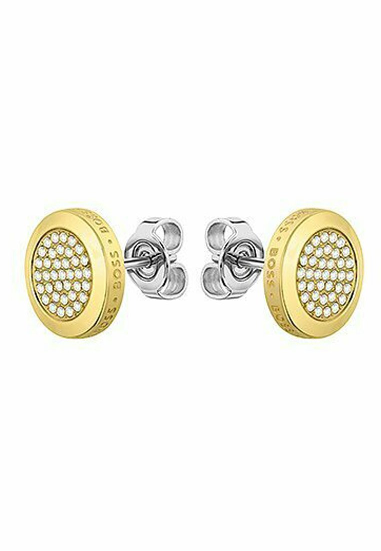 BOSS Jewelry Ohrringe ISLA – Zweifarbige Creolen Aus Edelstahl & Gold-Beschichtung, 20x10 Mm, Klappverschluss