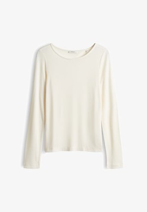 OPUS, SLIM FIT RIBBED TEXTURE - Langarmshirt - soft cream