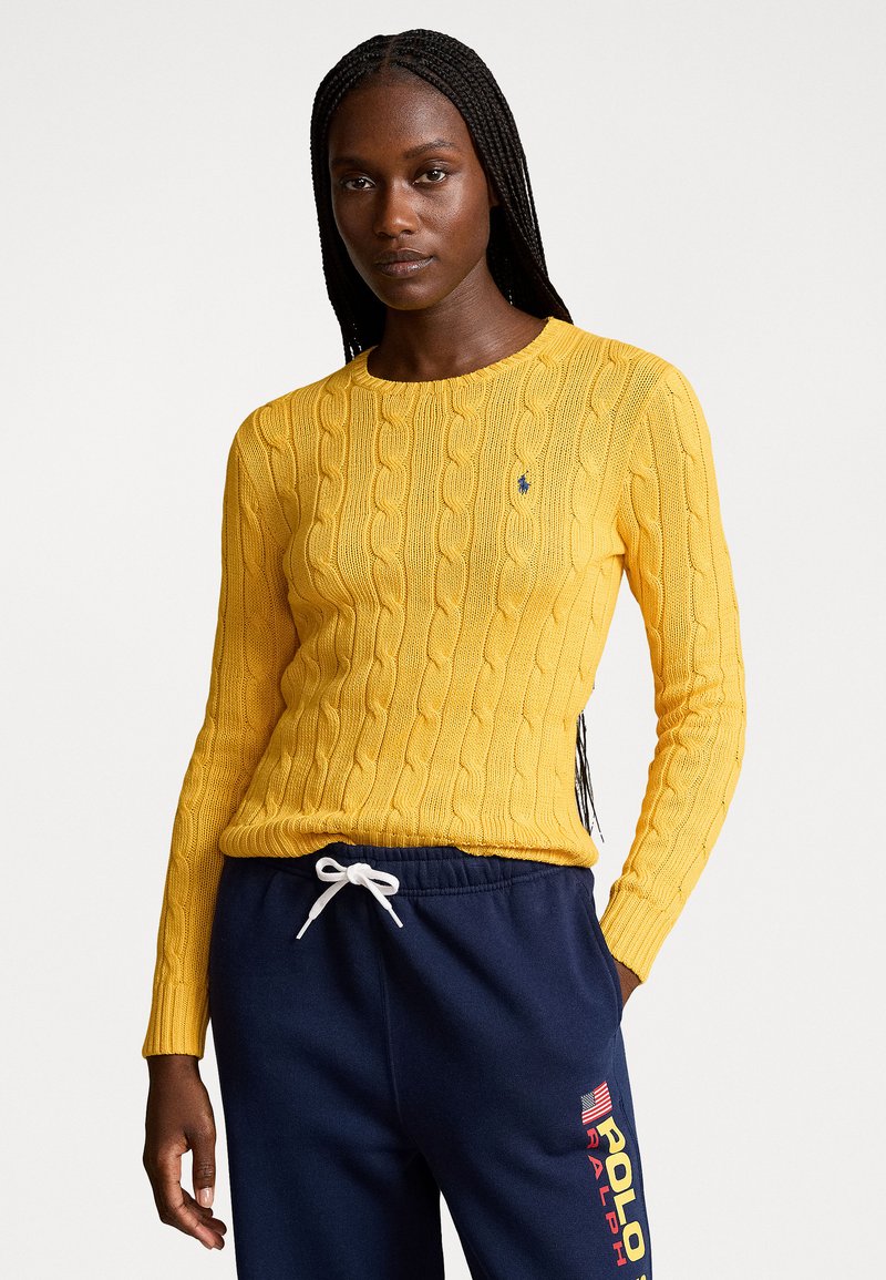 Polo Ralph Lauren CABLE KNIT COTTON CREWNECK SWEATER - Pulover - gold bugle