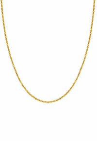 Collar de cadena de oro con un diseño de eslabones redondos y suaves. Su acabado brillante realza su apariencia ligera y delicada.