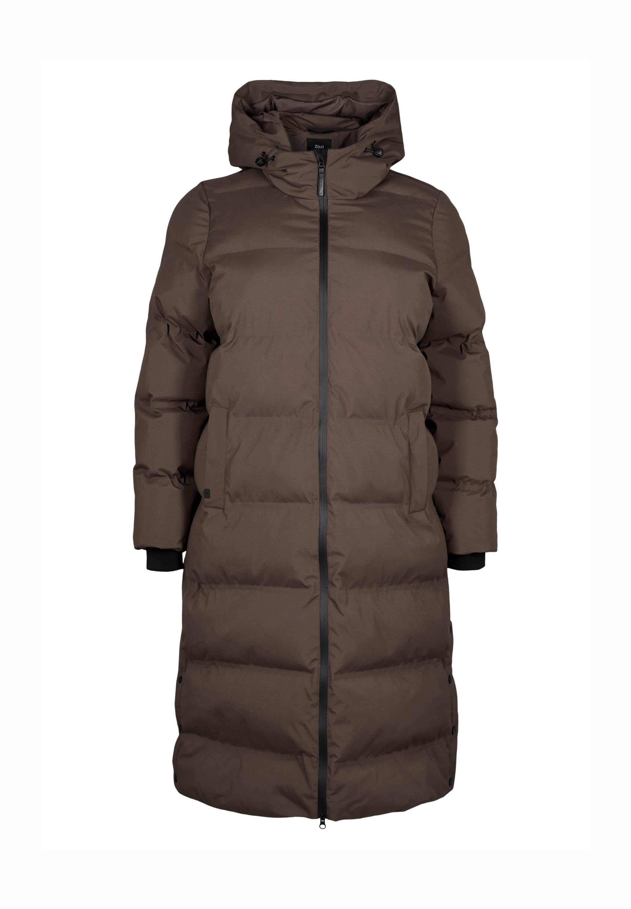 Zizzi LANGER - STEPP MIT KAPUZE - Winter coat - chocolate brown
