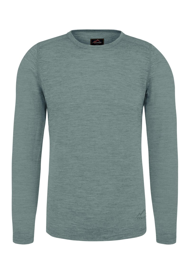 Herren Merino Oberteil Sommer Langarm Shirt Pullover Leichtes Outdoor Shirt - Rundhalsausschnitt Funktionsoberteil 100% RWS Merinowolle Farbe Anthrazit Größe S