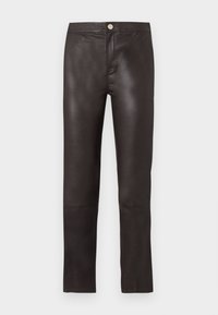 LEYA REFINED STRETCH - Leather trousers - chocolate plum