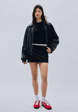Bershka, Faux leather jacket - black