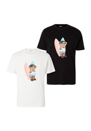 Chill Pill, SURF BEAR / FLOATING BEAR 2 PACK - T-SHIRT - T-shirt imprimé - white black
