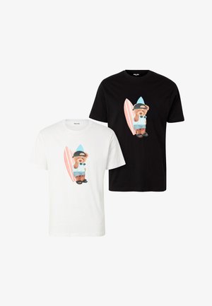 Chill Pill, SURF BEAR / FLOATING BEAR 2 PACK - T-SHIRT - Triko s potiskem - white black