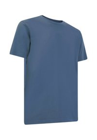 T-shirt in cotone blu con maniche corte e scollatura rotonda. Tessuto morbido e vestibilità comoda, adatta per l'abbigliamento informale.