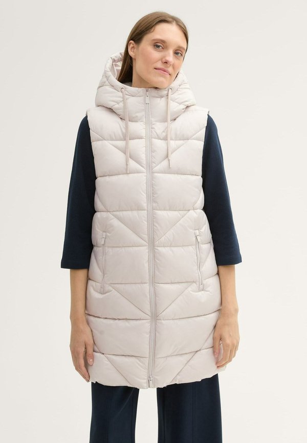 MIT KAPUZE - Weste - dusty beige