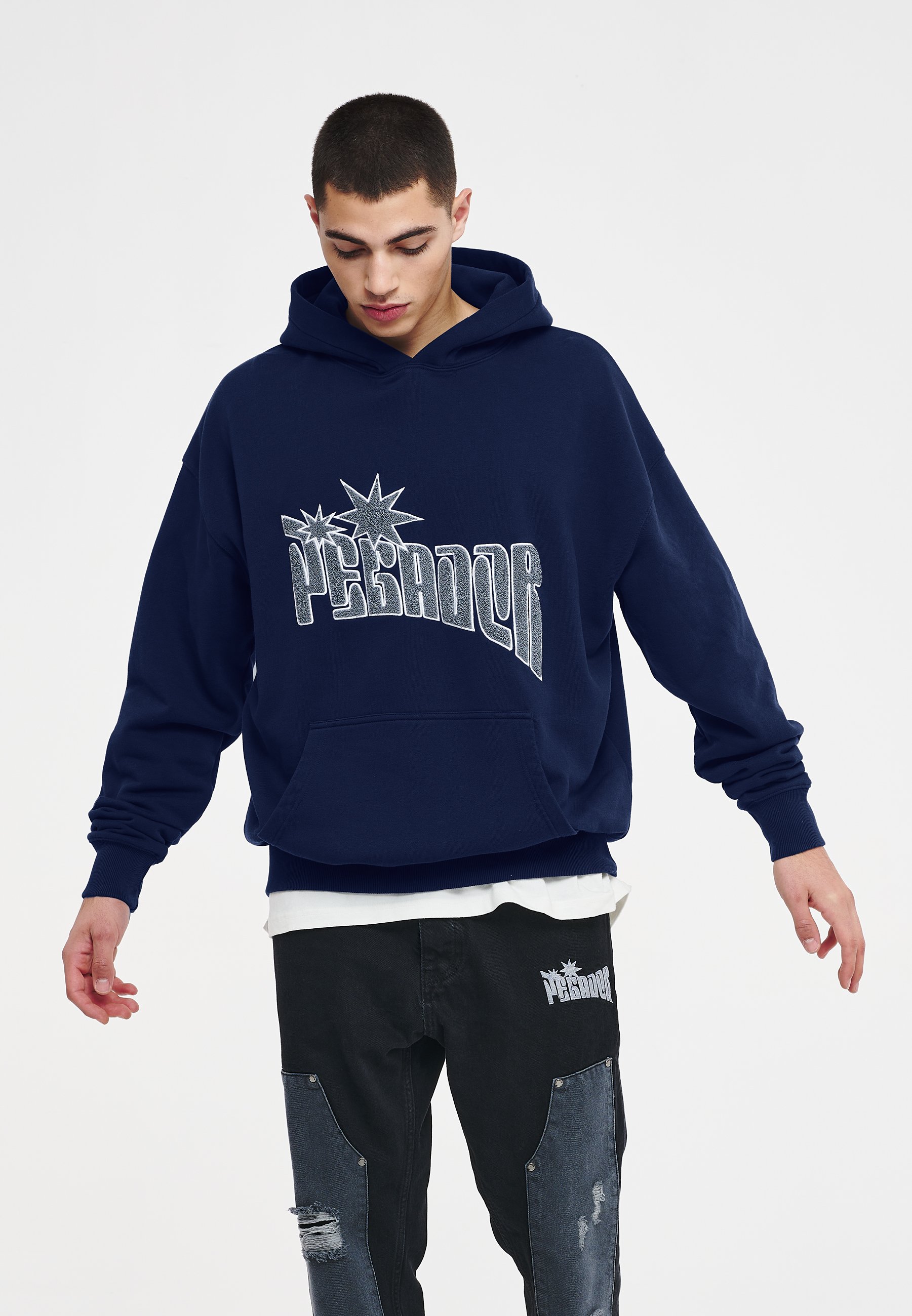 Pegador SNIDER OVERSIZED HOODIE UNISEX - Sweat à capuche - washed midnight  blue/bleu marine - ZALANDO.FR