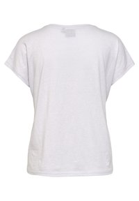 T-shirt blanc uni à manches courtes, vue de dos, avec un col rond et une coupe décontractée.