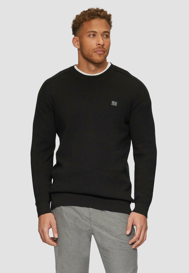 s.Oliver MIT NAHTDETAILS UND LOGO - Strickpullover - schwarz
