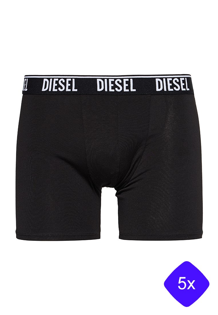 Boxer da uomo neri con elastico in vita marchiato, con la scritta "DIESEL" in bianco, mostrati su uno sfondo bianco.