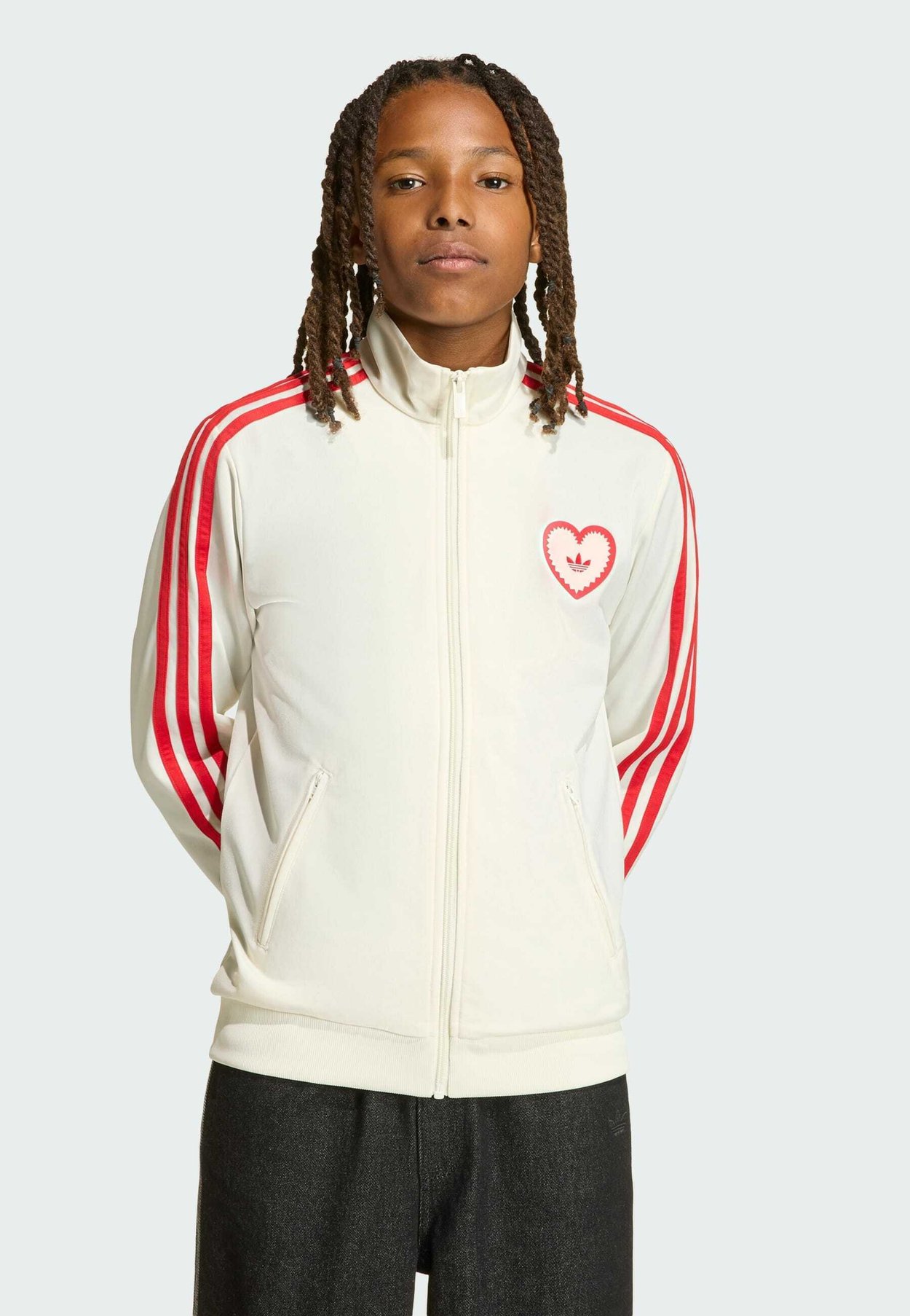 adidas FIREBIRD TRACK TOP HEART - Chaqueta de entrenamiento - cream white better scarlet