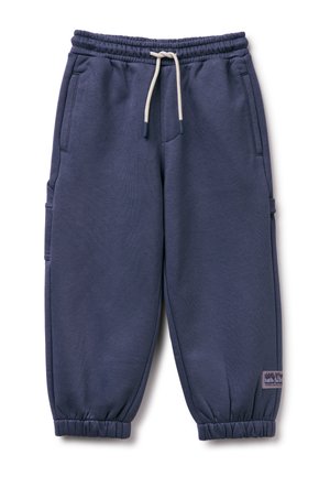 BRUSHED CUFFS DRAWSTRING WAIST BACK POCKET EMBROIDERED WITH MATCHING COLOUR LOGO REGULAR FIT - Pantalones cargo - blue