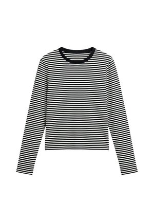 PULL&BEAR, SLIM FIT LONG SLEEVED T-SHIRT - T-SHIRT - T-shirt à manches longues - mottled black