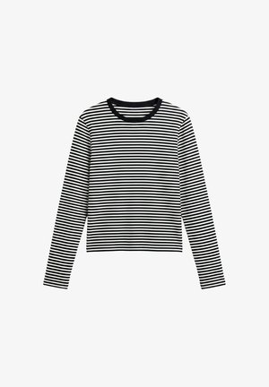 PULL&BEAR, SLIM FIT LONG SLEEVED T-SHIRT - T-SHIRT - T-shirt à manches longues - mottled black