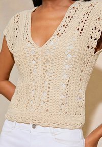 Lipsy SHORT SLEEVE  - Triko s potiskem - beige