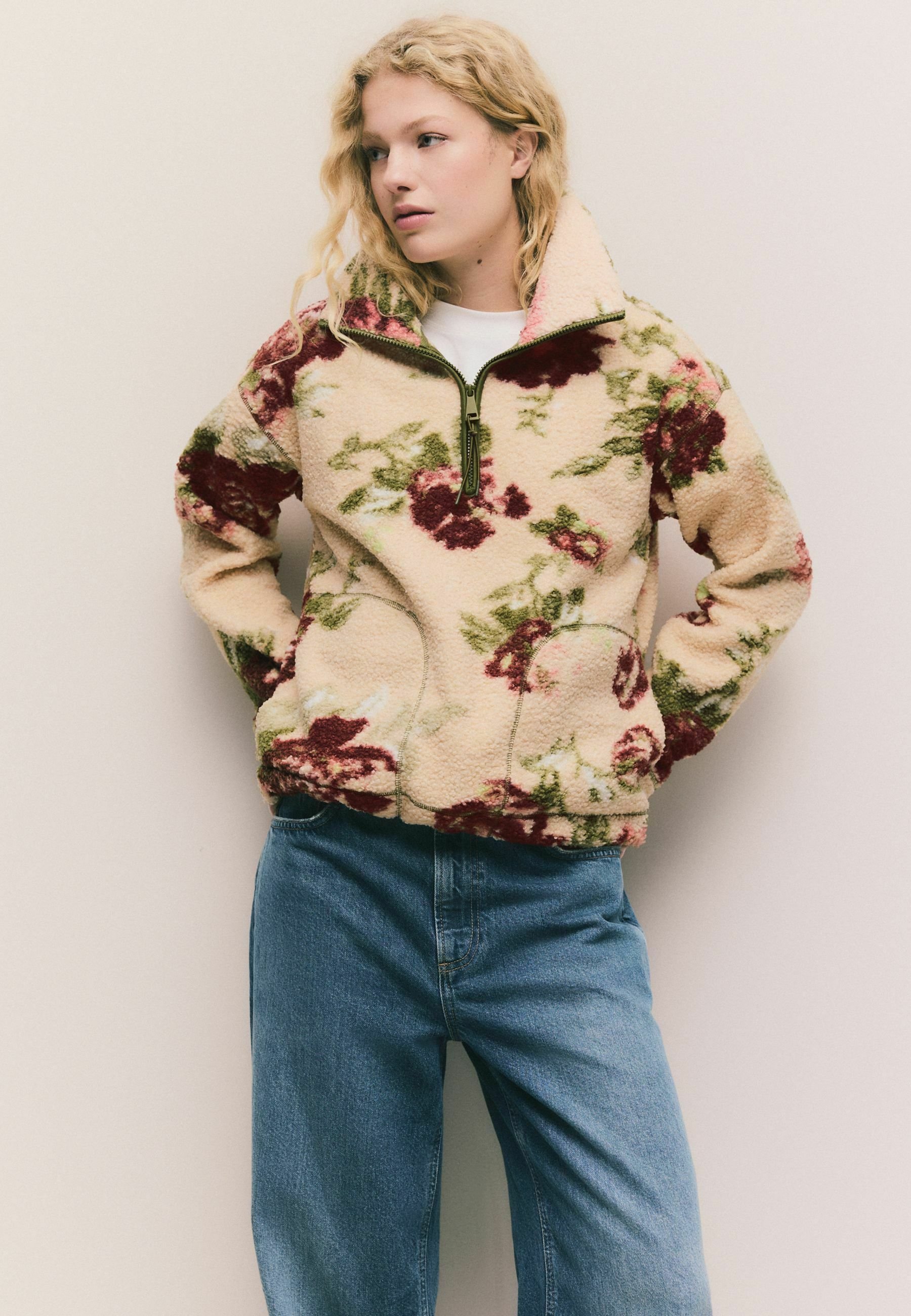Sweat Femme Next Gris Floral Taille L - Occasion, Doux, Mélange Coton