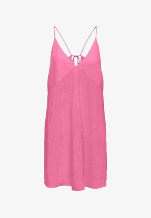 Rose, mouwloze jurk met een V-hals, verstelbare strik aan de achterkant en een relaxte pasvorm. Gemaakt van lichtgewicht, gestructureerde stof.