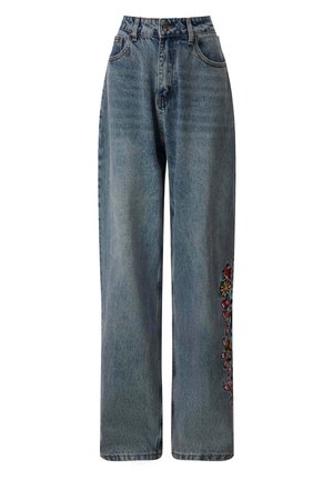 Ed Hardy SKULL-FLOWER-BAGGY - Straight leg jeans - bleach