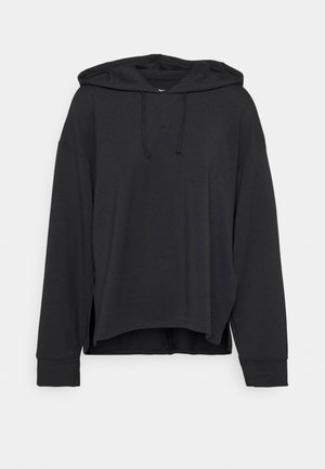 Svart hoodie med avslappnad passform, med dragsko i huvan, långa ärmar och sidofickor. Mjuk material och minimalistisk design.