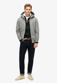 Superdry & Co ESSENTIAL LOGO HOOD TRACK  - Sudadera con cremallera - dark grey fleck marl