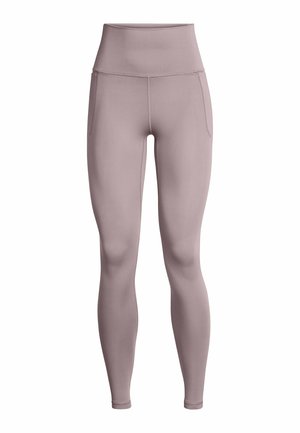 Kõrgotsaga legginsid helesinises mauves, valmistatud venivast kangast, külgmiste taskutega ning lamedate õmblustega mugavuse ja funktsionaalsuse jaoks.