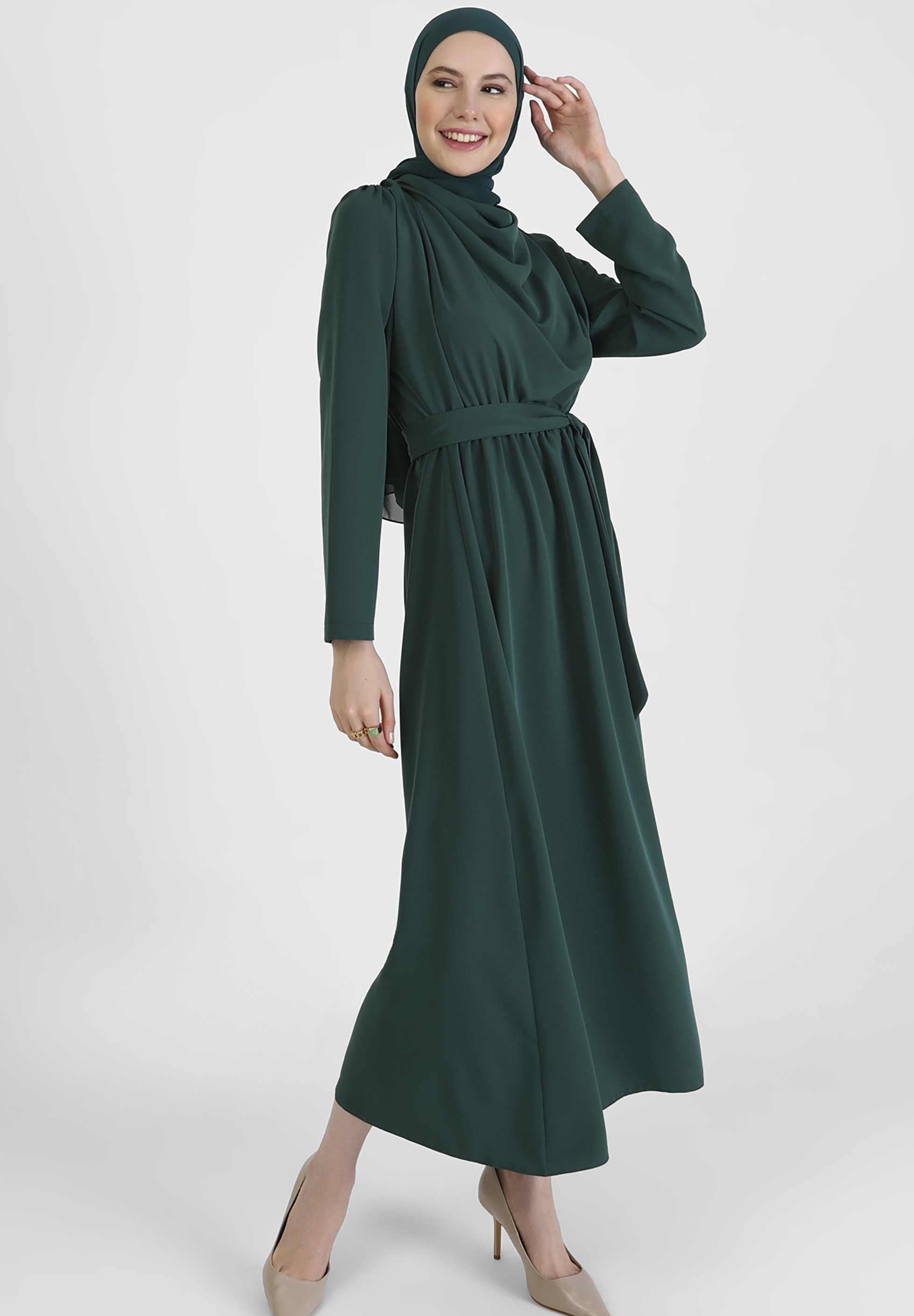 commense green dress Modest Sheath Halter Back Zipper Dark Green Satin Mother of the Formal –  VOS LEE