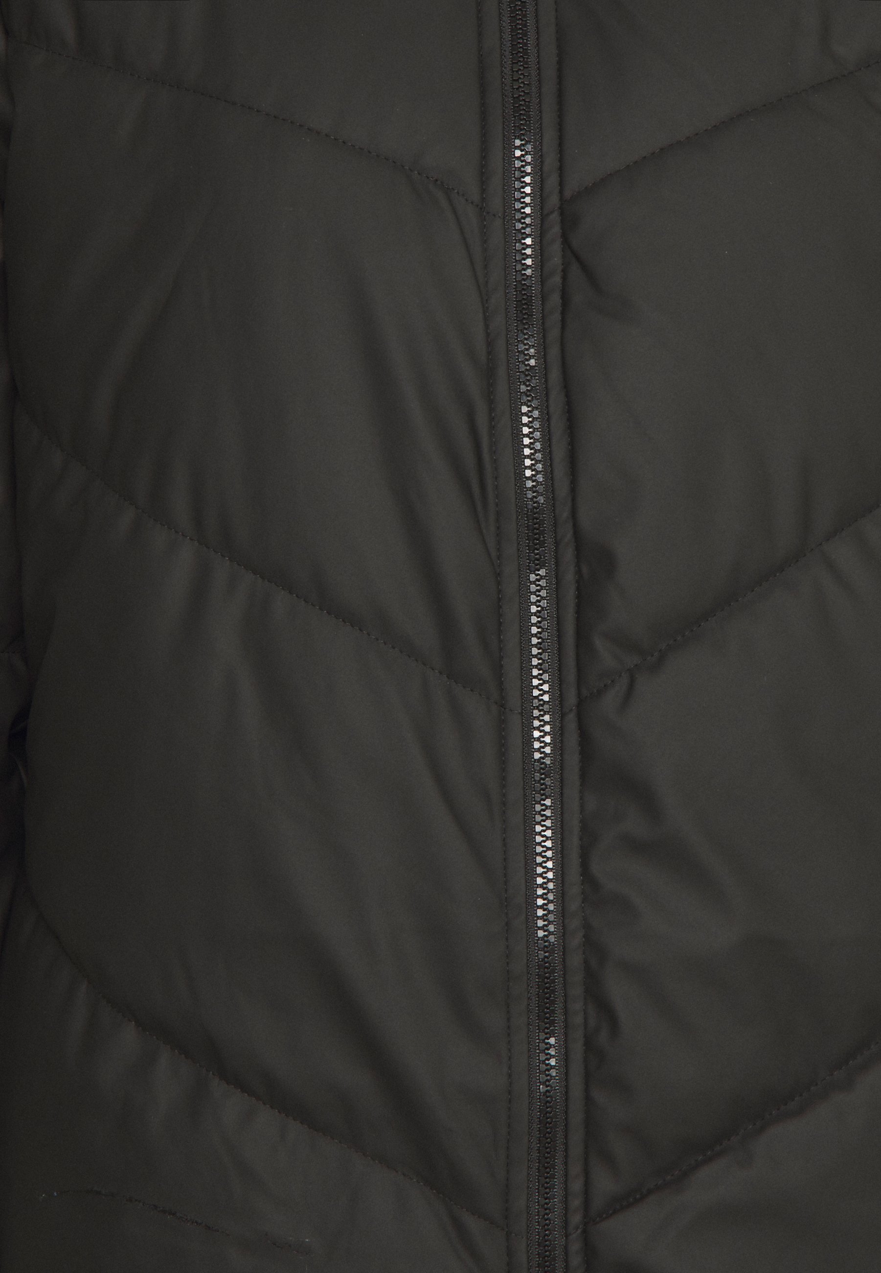 jdy ulrikka water repellent quilted long hooded puffer coat in black