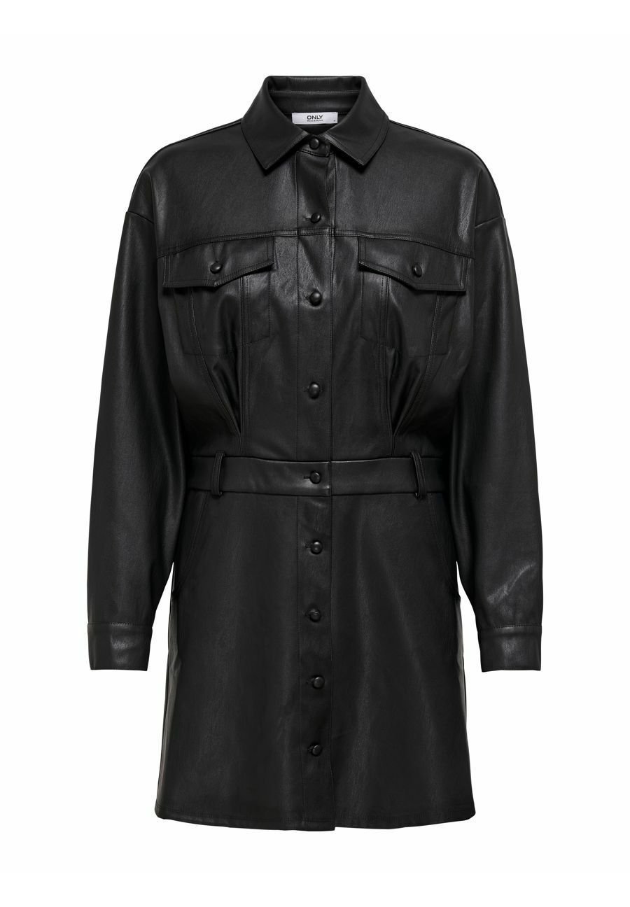 Mujer Karl Lagerfeld VESTIDO CAMISERO DE MANGA LARGA EN PIEL SINTÉTICA  Black | Vestidos * AfricanGeopolitics
