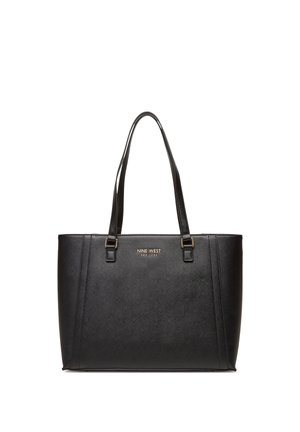 Czarna torba typu tote Nine West z dwoma paskami na ramię, o strukturalnym designie i subtelnym teksturowanym wykończeniu.