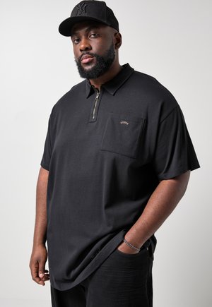 ZIP-UP COLLAR HALF-SLEEVE  - Polo - black