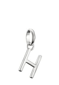 Pendentif en argent en forme de lettre "H", avec une surface lisse et polie et une bélière ronde pour l'attachement.