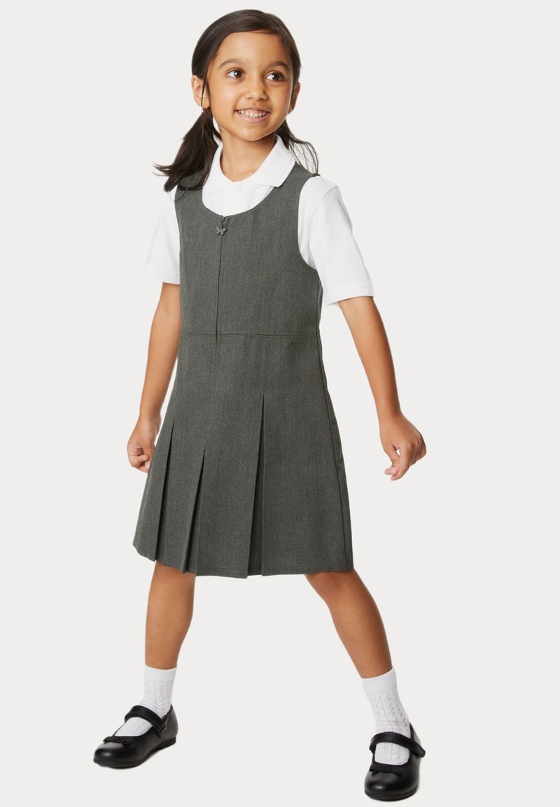 Marks & Spencer PLEATED SCHOOL PINAFORE - Blousejurk - grey